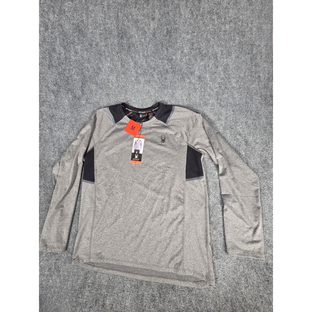 Spyder Active ProW-B Mens Grey Heather Long Sleeve Performance Shirt Sz M Casual